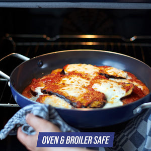 Cookware Diamond Infused Ceramic Nonstick 11" Grill Genie Pan with Lid Pfas-Free Dishwasher Safe Oven Safe Blue
