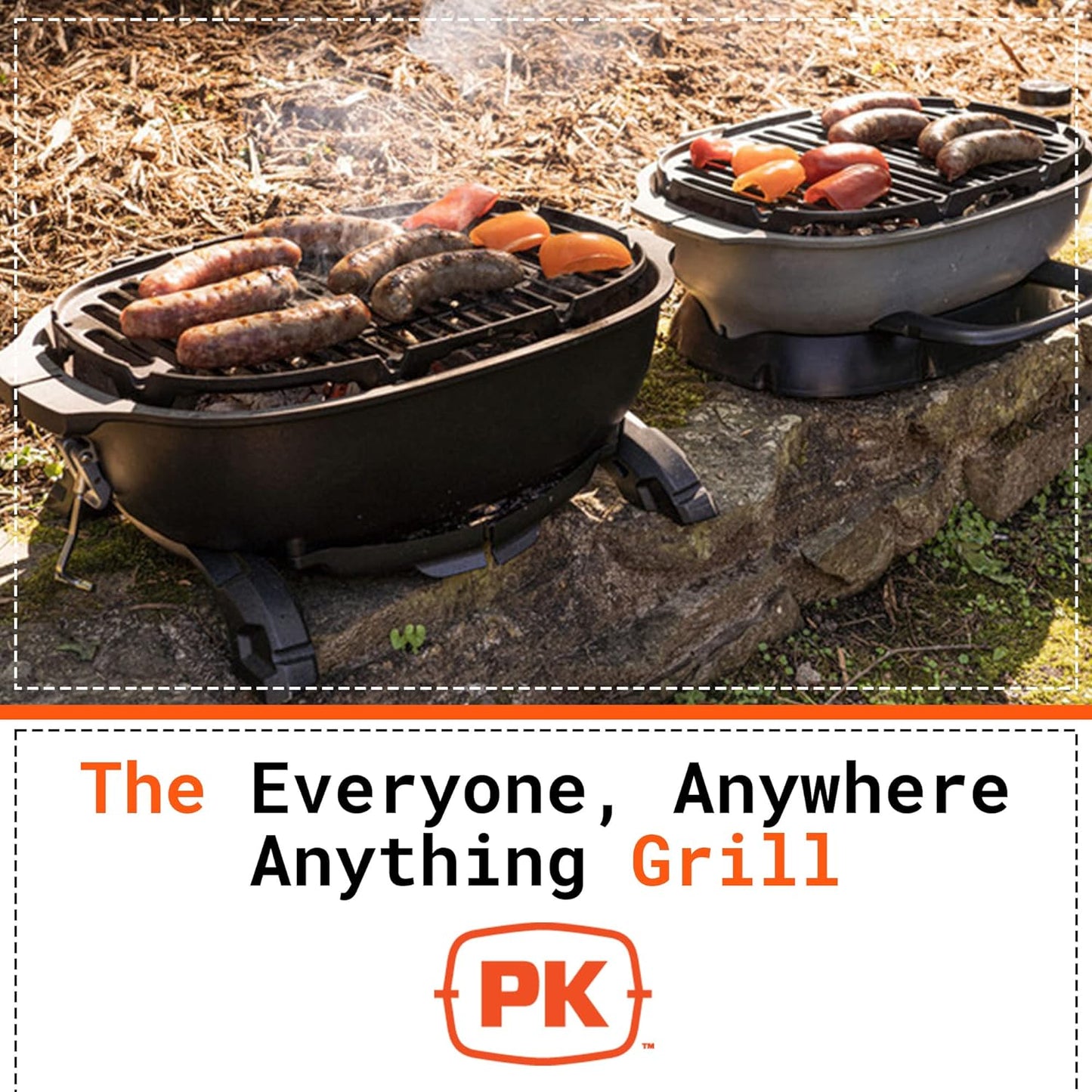 PK Grills Portable Charcoal BBQ Grill and Smoker with Lid, Cast Iron Aluminum Outdoor Kitchen Cooking Mini Small Barbecue Grill for Camping, Backyard Grilling, Park, Tailgating, Grey PK PK200-SFL
