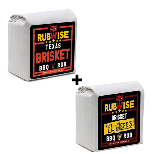 Texas Style Brisket Rub & El Jefe Rub by Rubwise | BBQ Rub & Spices for Smoking & Grilling | Beef Seasoning Dry Rub | Great on Brisket, Steaks, Ribs, Burgers & More (1Lb Each)