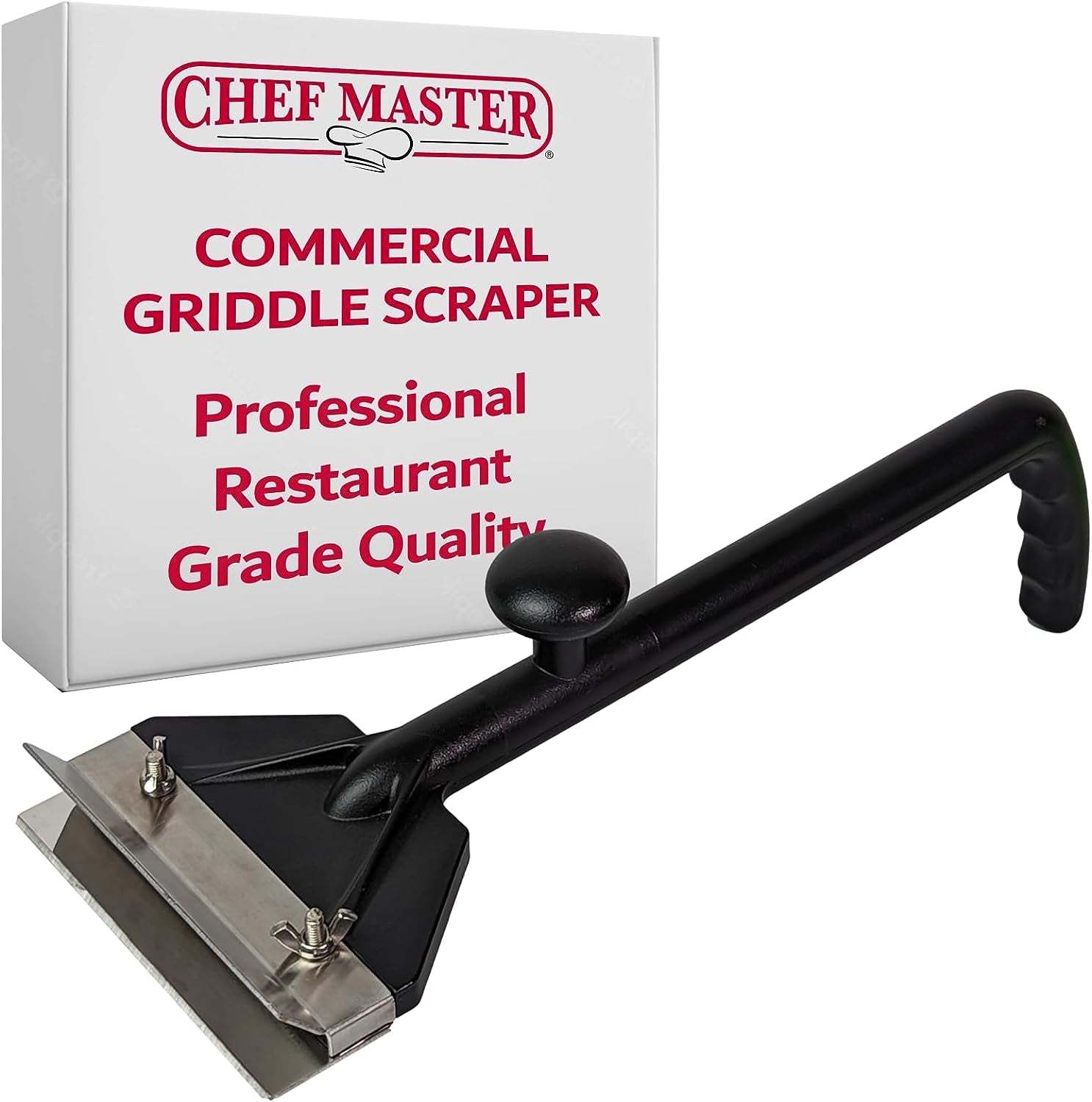 Commercial Griddle Scraper, Flat Iron Grill Griddle Scraper, Professional Restaurant Grade Quality, Blackstone Grill Griddle Scraper, Long Handle for Added Protection, Model 90254