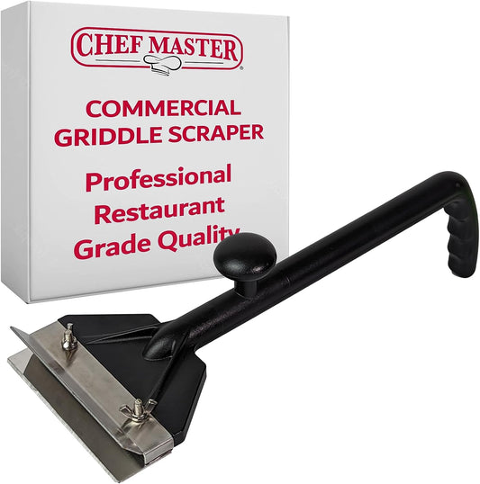 Commercial Griddle Scraper, Flat Iron Grill Griddle Scraper, Professional Restaurant Grade Quality, Blackstone Grill Griddle Scraper, Long Handle for Added Protection, Model 90254