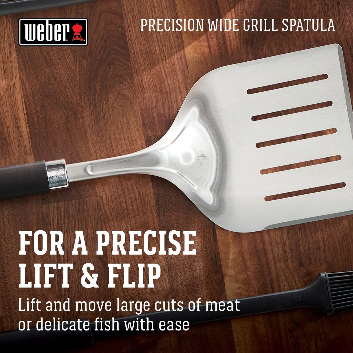 Weber Precision Grill Wide Spatula, Silver/Black, Large