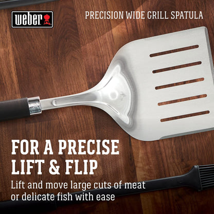 Weber Precision Grill Wide Spatula, Silver/Black, Large