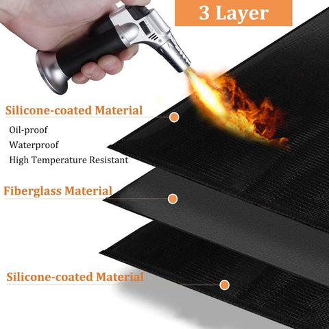Image of Grill Mats for Outdoor Grill with Holes, 36×50 Inch under Grill Mat, Grill Mats for Outdoor Grill Deck Protector, Indoor Fireplace Mats Fire Pit Mats, Easy to Clean Reusable Outdoor Grill Mat