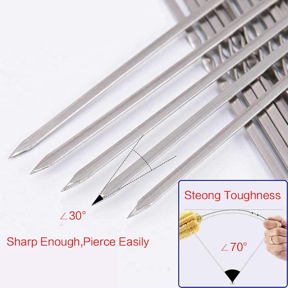 Metal Skewers for Grilling,Kabob Skewers,Flat BBQ Barbecue Skewer,Grilling Skewers Set,Reusable BBQ (14" Skewers(16 Pack))