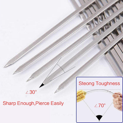 Metal Skewers for Grilling,Kabob Skewers,Flat BBQ Barbecue Skewer,Grilling Skewers Set,Reusable BBQ (14" Skewers(16 Pack))