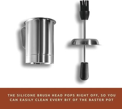 Bellemain Basting Pot and Brush Set - Silicone Basting Brush for Cooking, Smoking - Barbecue Brush for Sauce, BBQ Basting Brush for Grill - Meat Brush for Basting, BBQ Sauce Pot, Meat Baster Set