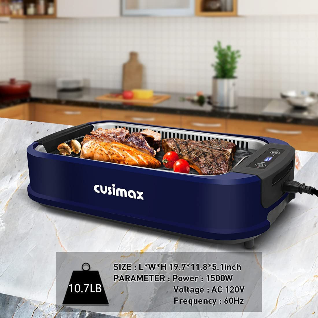 Indoor Grill Electric Grill  Smokeless Grill Portable Korean BBQ Grill with Turbo Smoke Extractor Technology, Non-Stick Removable Grill Plate, Tempered Glass Lid, Great for Party(Single Plate)