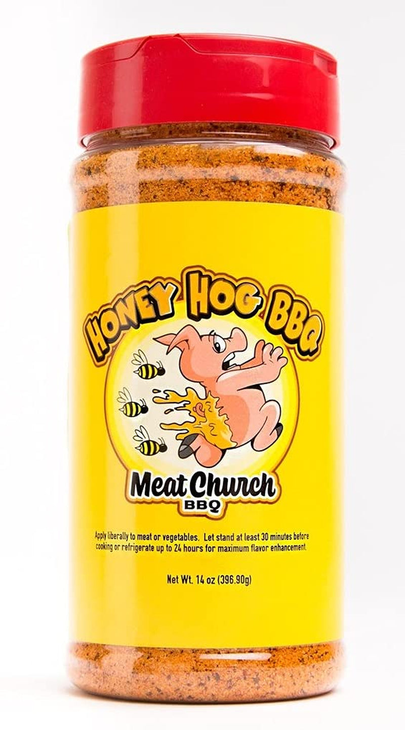Meat Church BBQ Rub Combo: Honey Hog (14 Oz) and Holy Gospel (14 Oz) BBQ Rub and Seasoning for Meat and Vegetables, Gluten Free, One Bottle of Each
