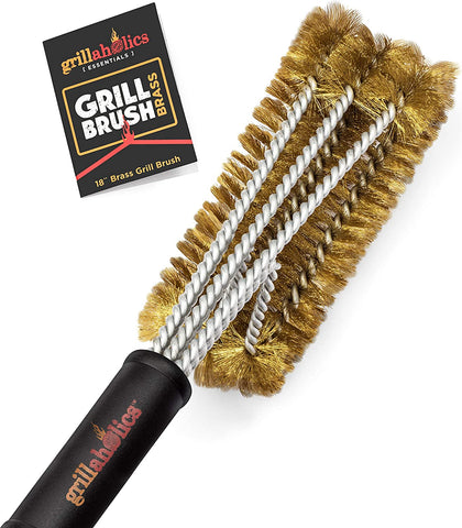 Image of Essentials Brass Grill Brush - Softer Brass Bristle Wire Grill Brush for Safely Cleaning Porcelain and Ceramic Grates - Lifetime Manufacturer'S Warranty