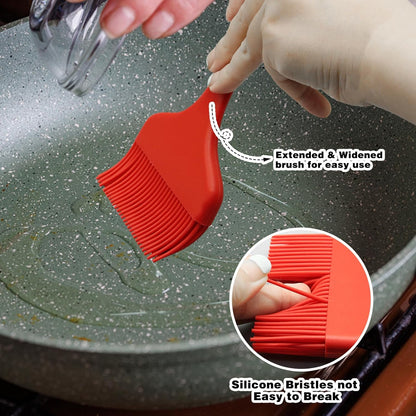 Silicone Basting Brush, Large BBQ Pastry Brush for Cooking, Extra Wide Basting Brush for Grilling Cooking Baking, Kitchen Brush Heat Resistant BBQ Food Brush for Sauce Butter Oil Marinades(Red)