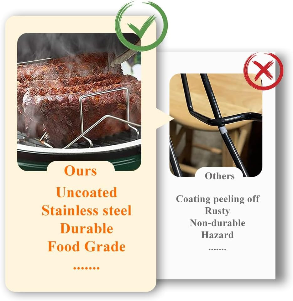 Thanksgiving Turkey Roasting Rack Cooker for Big Green Egg, Stainless Steel Rib Racks for Smoking, Turkey Roaster Racks for Roasting Pan, for Big Green Egg, Kamado Joe, Char-Griller Akorn, Etc