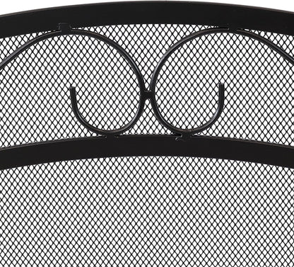 Sunnydaze Elegant Scrolling Design Steel 3-Panel Fireplace Screen with Black Powder-Coated Finish