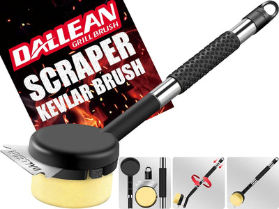 BBQ Grill Brush Bristle Free for Outdoor Grill, Grill Accessories with Sponge Replaceable Scraper Grill Brush Head, Steam Grate Cleaner,Bbq Cleaning Brush, Bristle Free Grill Brush and Scraper