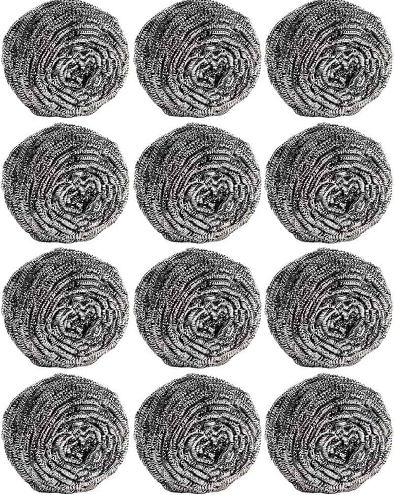 12Pcs Scourer Steel Wool Scrubber - Steel Wool for Cleaning Dishes Pans Pots Ovens Grills Stainless Steel Scrubber for Kitchen Sinks Cleaning Steel Wool Pads Metal Scrubber 12 Pack