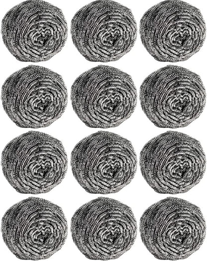 12Pcs Scourer Steel Wool Scrubber - Steel Wool for Cleaning Dishes Pans Pots Ovens Grills Stainless Steel Scrubber for Kitchen Sinks Cleaning Steel Wool Pads Metal Scrubber 12 Pack