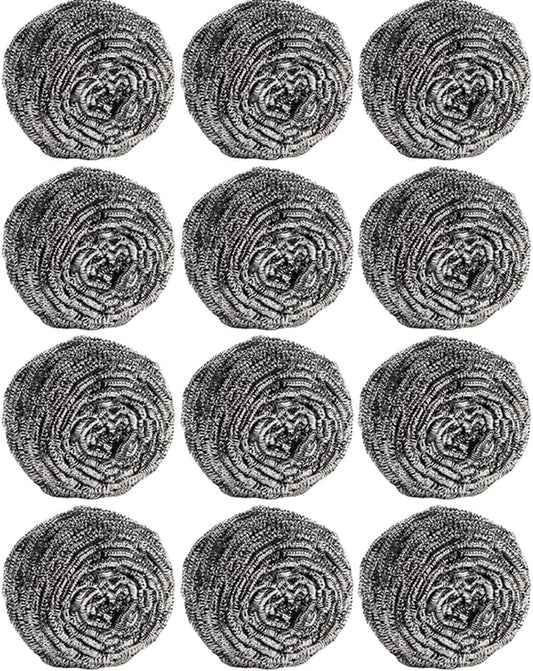 12Pcs Scourer Steel Wool Scrubber - Steel Wool for Cleaning Dishes Pans Pots Ovens Grills Stainless Steel Scrubber for Kitchen Sinks Cleaning Steel Wool Pads Metal Scrubber 12 Pack