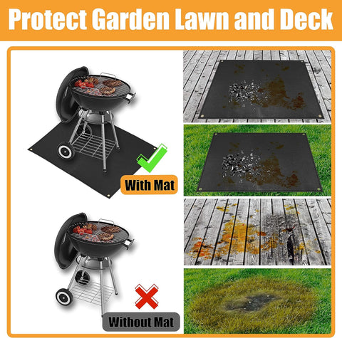 Image of 36 X 30 Inch under Grill Mats for Outdoor Grill - Fireproof Grill Mats for Outdoor Grill Deck and Grass Protector - Water Resistant & Oil Proof- Easy to Clean Fire Pit Mat, Fireplace Mat