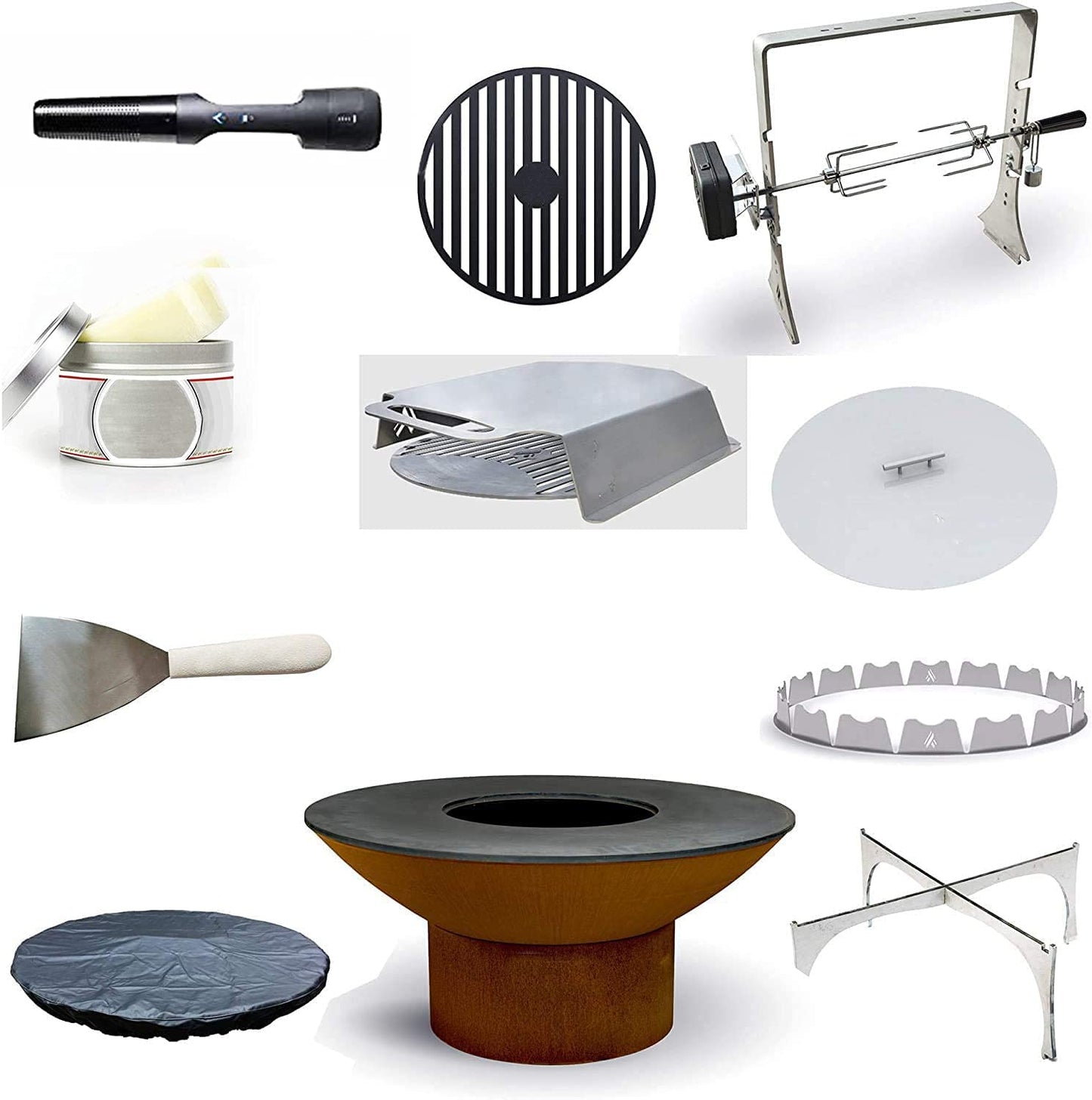 Classic 40" Grill with a Low round Base Home Chef Max Bundle with 10 Grilling Accessories.