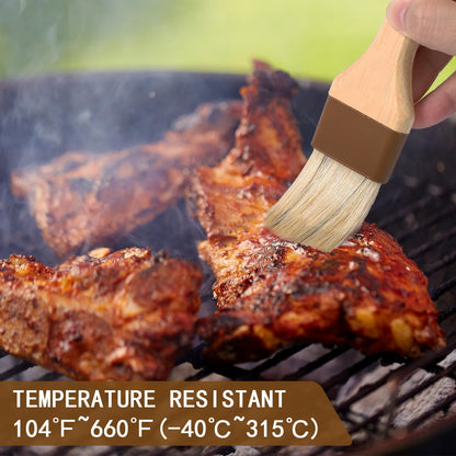 3Pcs Pastry Basting Brushes, Oil Brush for Cooking Boar Bristle Brushes BBQ Brushes for Sauce Kitchen Brush Pastry Brush for Oil Egg Spread Marinade Sauce (Small + Medium+Large)