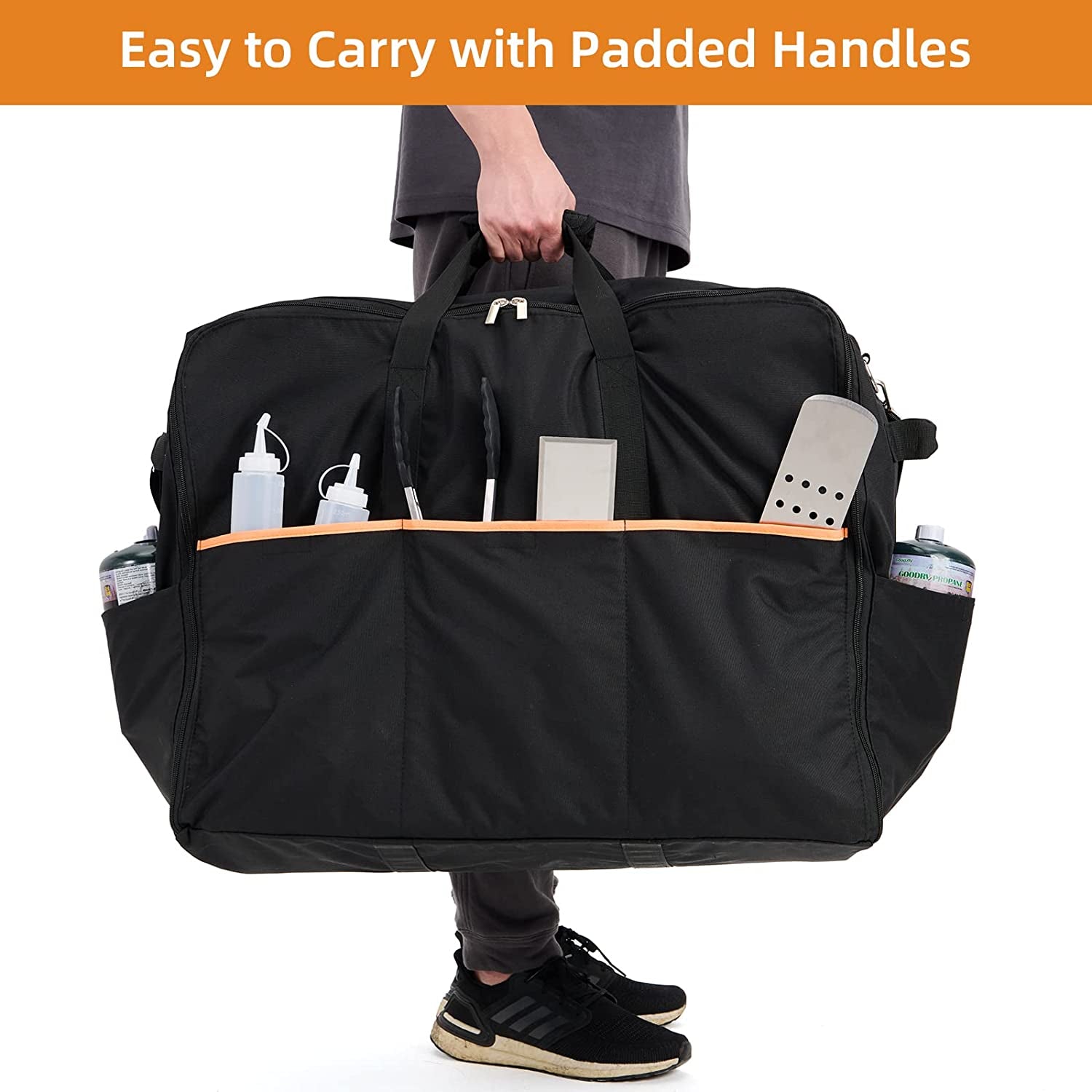 Grill Carry Bag for Blackstone 22 Inch Griddle with Hood Lid and Stand, NOELIFE 600D Water-Resistant Outdoor BBQ Grilling Carry Bag Fit for Model 1891, Black (Bag Only)