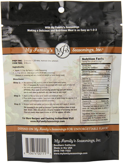 My Family'S Lamb Seasoning - Dry Seasonings and Spices - Smoking Rubs for Stew and Steak - Perfect for Ribs & Chops Grilling - Lamb Burgers & Chop Meat Spice - 3.6 Oz.