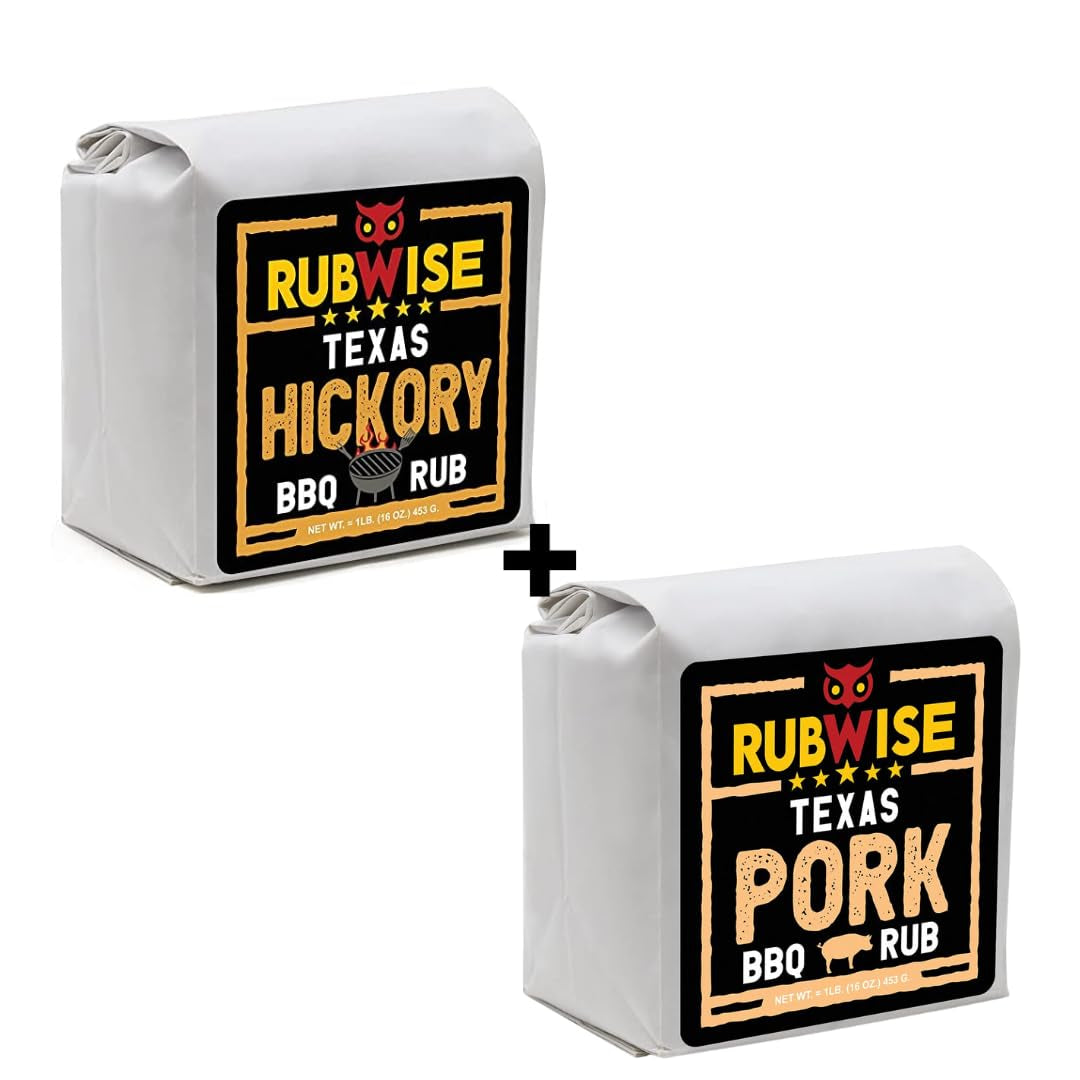 Texas Style Hickory Rub & Pork Rub by Rubwise | BBQ Rub & Spices for Smoking & Grilling | Dry Rubs | Great on Brisket, Chicken, Ribs, Pork & Turkey, Chops, Pork Butt, Tenderloin & More | NO MSG (1Lb E