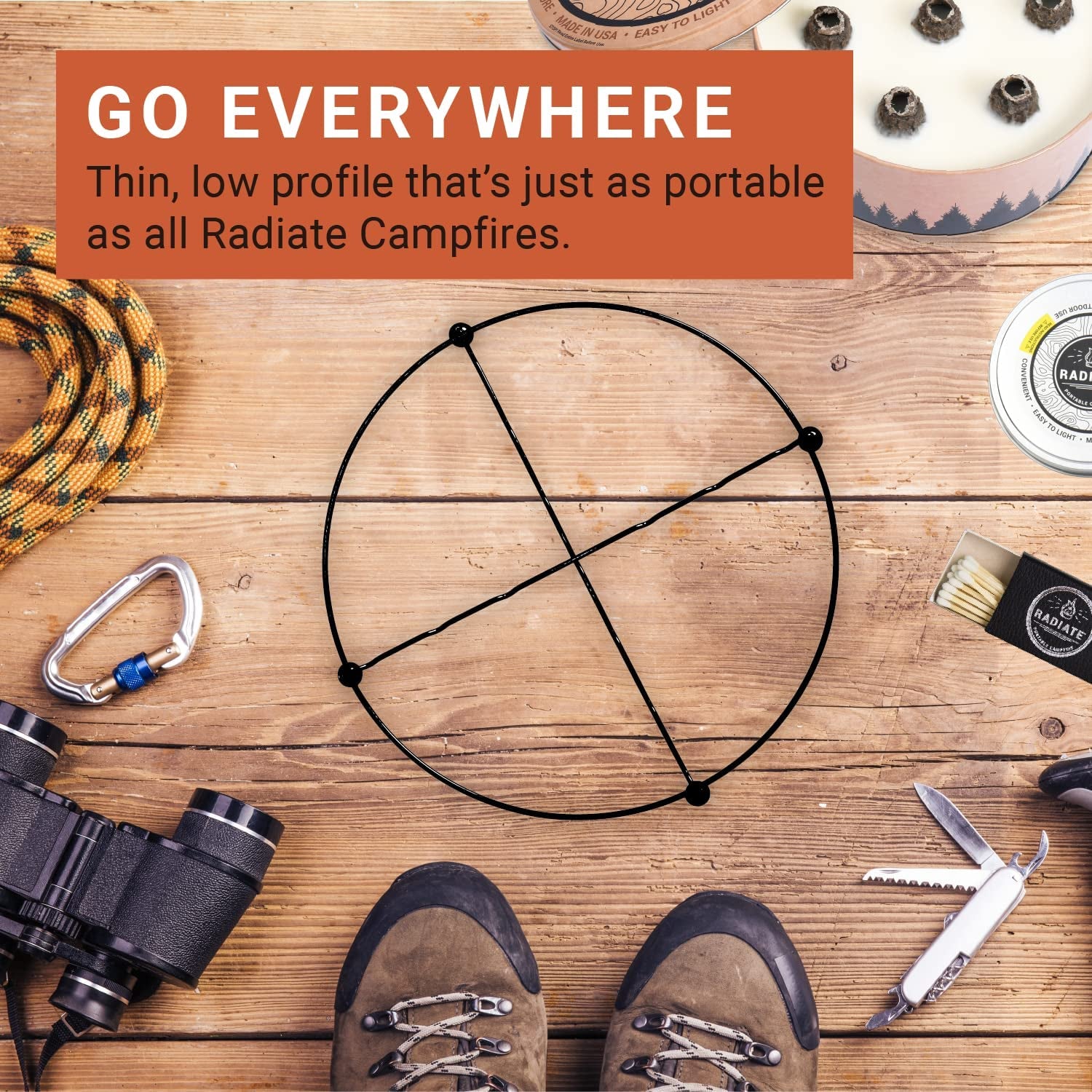 Radiate - Campfire Trivet - Turn Your Campfire into a Tabletop Experience - Metal Holder Campfire and Campfire Mini - Powder-Coated Steel - 13.4" Diameter