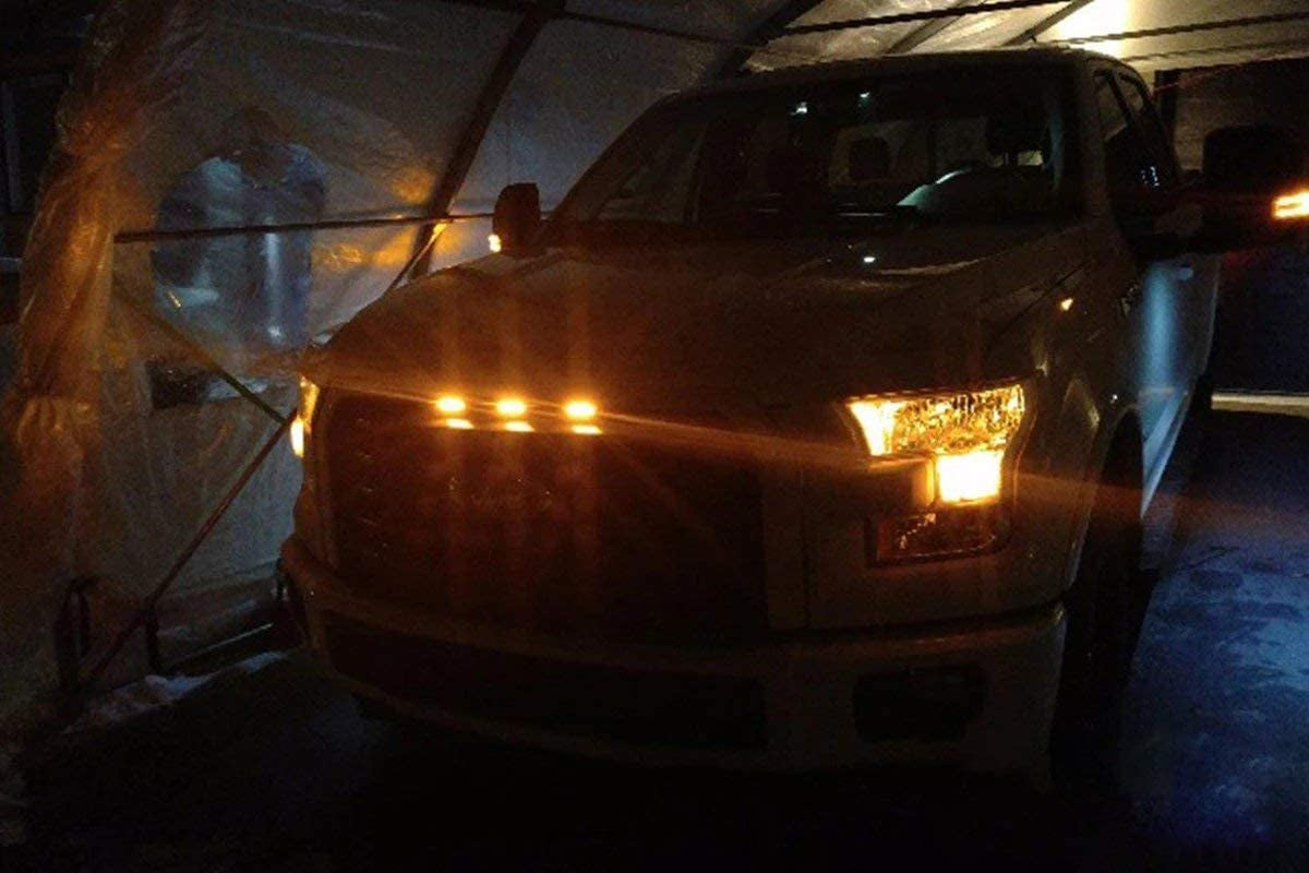 Xotic Tech 3Pcs LED Front Grille Marker Lights W/Projector Lens Assembly Compatible with Cars, Pickups, Trucks, SUV, Trailer, 3000K Amber