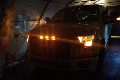 Xotic Tech 3Pcs LED Front Grille Marker Lights W/Projector Lens Assembly Compatible with Cars, Pickups, Trucks, SUV, Trailer, 3000K Amber