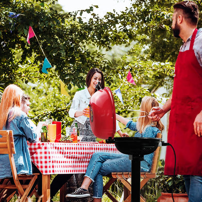 Electric BBQ Grill  15-Serving Indoor/Outdoor Electric Grill for Indoor & Outdoor Use, Double Layer Design, Portable Removable Stand Grill, 1600W (Stand Red BBQ Grills)