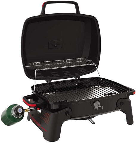 Image of 820-0065C 1 Burner Portable Gas Grill for Camping, Outdoor Cooking , Outdoor Kitchen, Patio, Garden, Barbecue with Two Foldable Legs, Red + Black