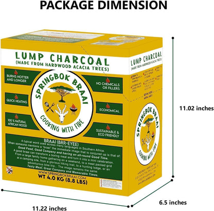 Premium Quality Lump Charcoal for Grilling - Hardwood Lump Charcoal for Smoker, Outdoor BBQ Grill - BBQ, Grilling, Outdoor, Natural, High Heat, Long Lasting Acacia Wood - 1X8.8 Lb Box