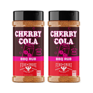 Fire & Smoke Society Cherry Cola BBQ Dry Rub Seasoning for Smoking and Grilling Meat, Beef, Steak, Turkey, Chicken, Lamb, Pork Ribs, Chops, Barbecue Spices, Allspice and Natural Cola Flavor, 2-Pack