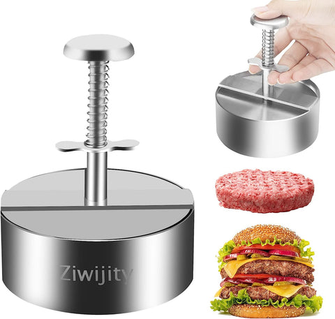 Image of Adjustable Burger Press, Grill Burger Smasher Hamburger Patty Maker, Non-Stick Stuffed,Graduated inside Meat Grinder Making Mold with 50 Pcs Wax Disc Papers, Perfect for Burgers Patties Cooking BBQ