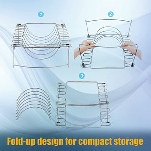 3-In-1Turkey Roasting Rack Rib Rack for Smoking & Chicken Leg Rack for Oven Grill - Holds 6 Large Ribs, 12 Chicken Leg Wing, 1 Whole Chicken - Premium Foldable Space-Saving Grilling Smoking Accessory