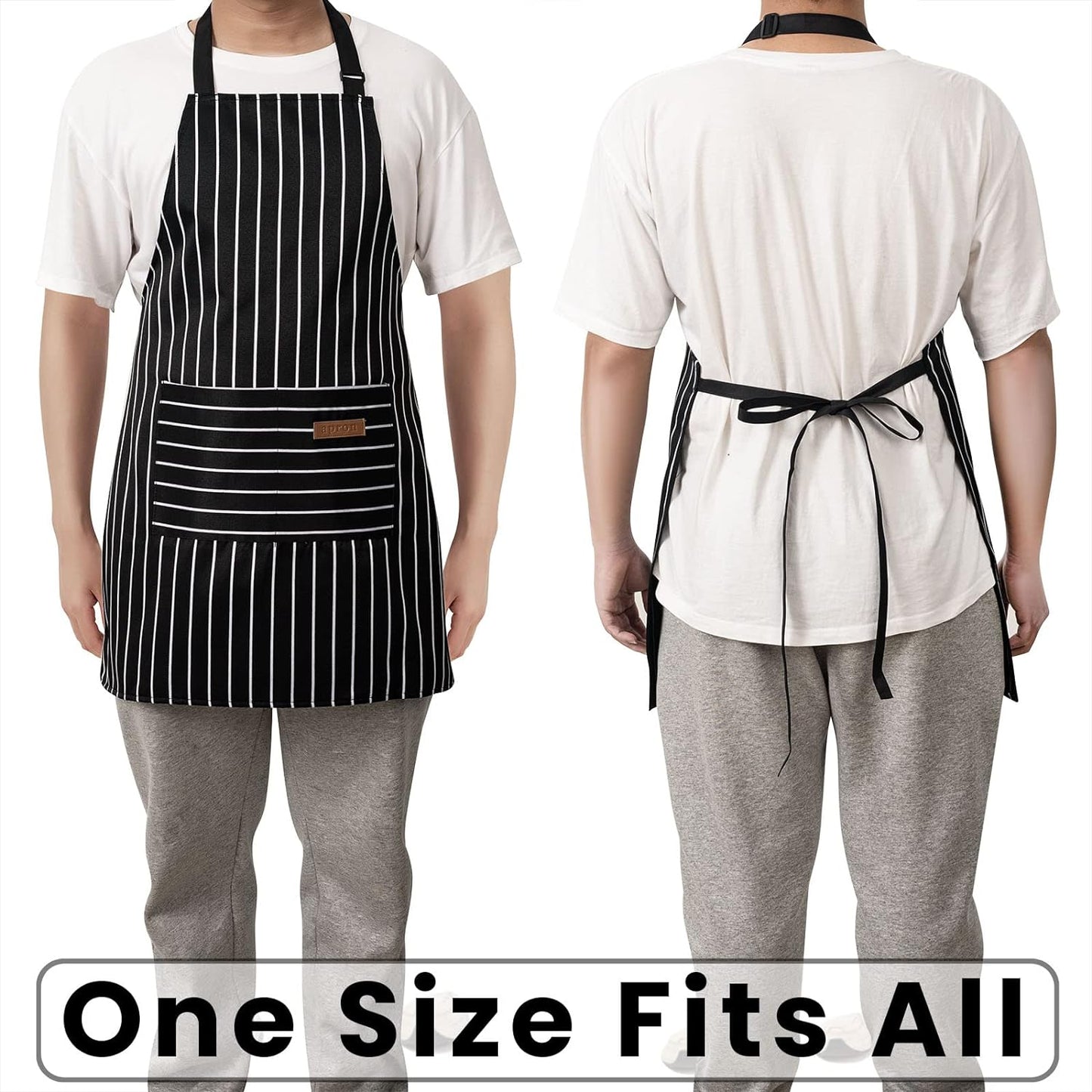 2 Pack Adjustable Bib Apron with 2 Pockets Chef Cooking Kitchen Restaurant Aprons for Women Men