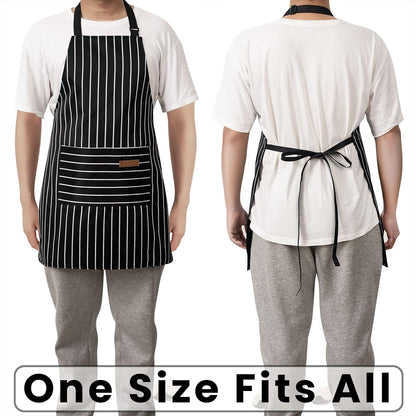 2 Pack Adjustable Bib Apron with 2 Pockets Chef Cooking Kitchen Restaurant Aprons for Women Men