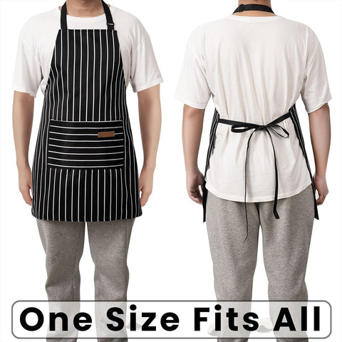 Image of 2 Pack Adjustable Bib Apron with 2 Pockets Chef Cooking Kitchen Restaurant Aprons for Women Men