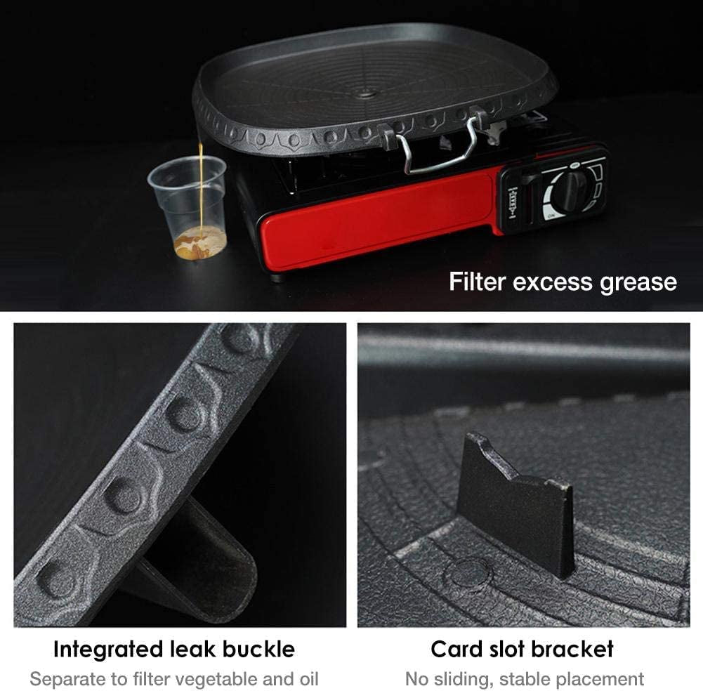 Korean BBQ Non-Stick Square Grill Pan with Natural Material 6 Layer Coating Easy Grease Draining 11.8 Inch Gas Range Grilling Pan for Both Home & Outdoor