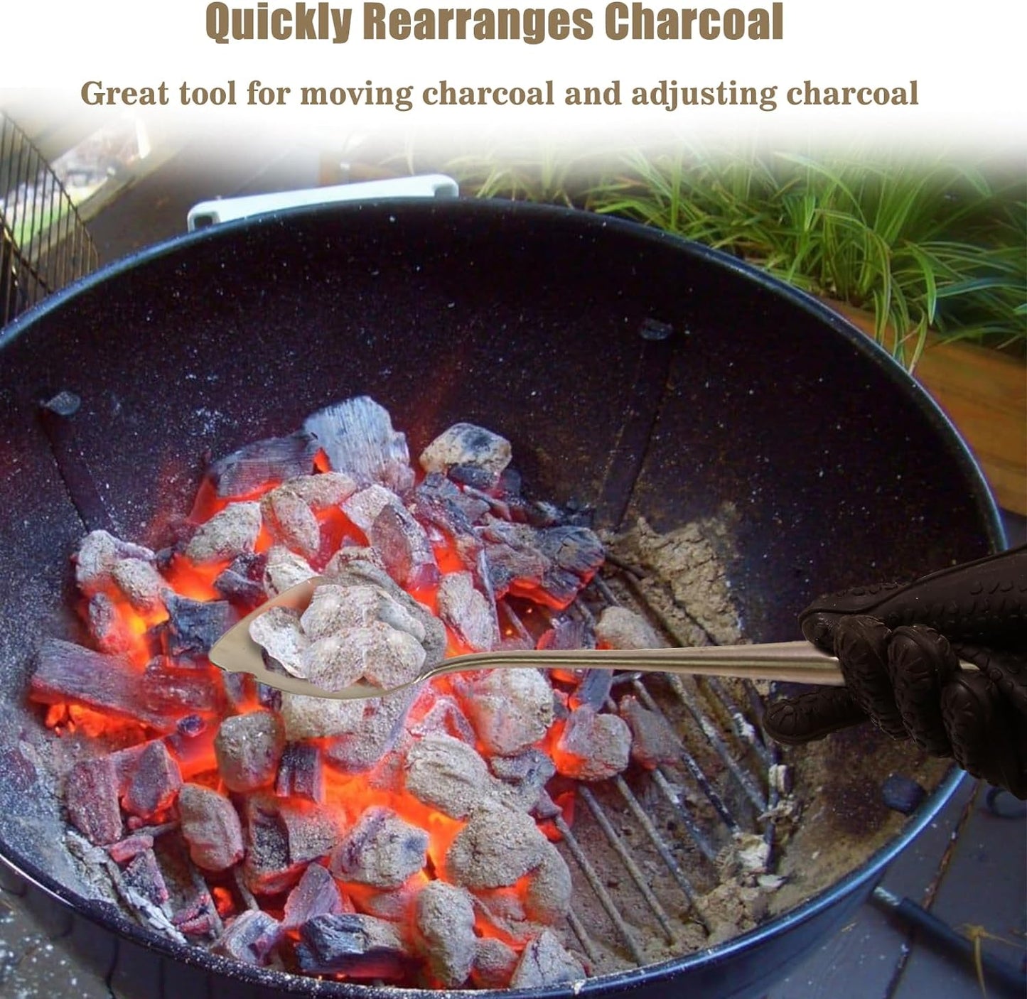 OLIGAI BBQ Charcoal Rake,Heavy-Duty Stainless Steel Charcoal Grill Ash Rake for Fireplace,Wood Stove,Grill,Charcoal Grill Poker for Smoker,Ceramic,Kamado,Vision Grills Cleaning Tool Accessories