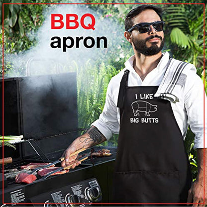 Aprons for Men | Premium Quality Funny Aprons | Best for BBQ, Grilling and Cooking | Chef Kitchen Grilling Apron