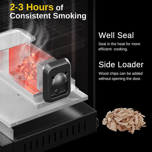 30" Digital Electric Smoker with Glass Door and Extra Long Constant Smoking, 725 Sq Inches, 4 Detachable Racks Outdoor Smokers for Party, Home BBQ, Backyard