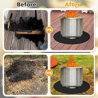47'' Fire Pit Mat for Solo Stove Bonfire, 3-Layer Fireproof Mat round under Grill Mat, Reusable Waterproof Pad for Grass Deck Patio Outdoor Wood Burning BBQ