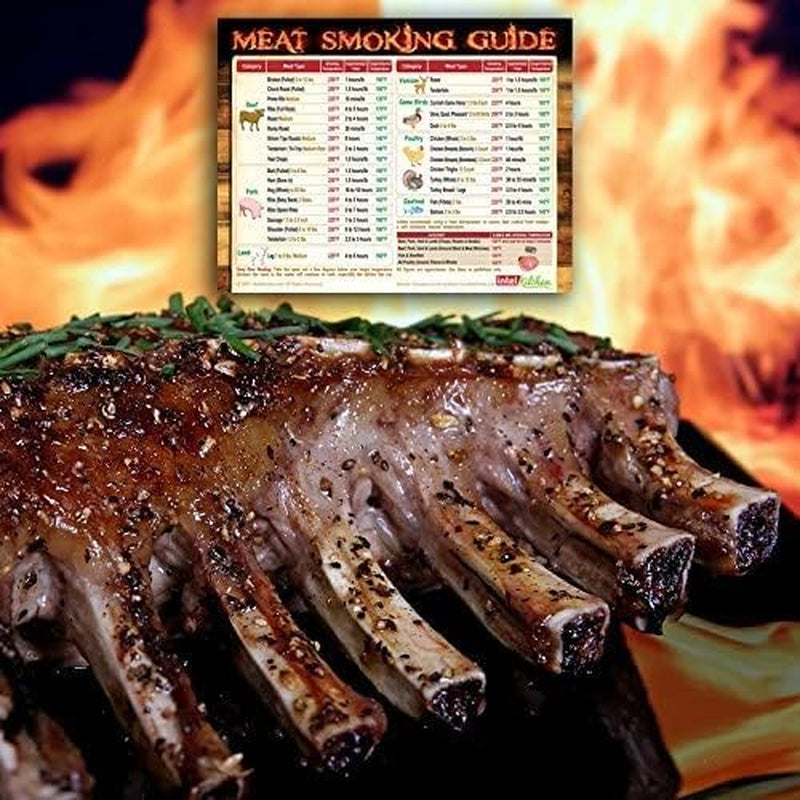 Must-Have Best Meat Smoking Guide the Only Magnet Has 47 Meats Smoking Time & Target Temperature Compatible for Traeger and Other BBQ Grill Smokers Accessories Men Dad Son Gifts Wood Pellets Chips Rub