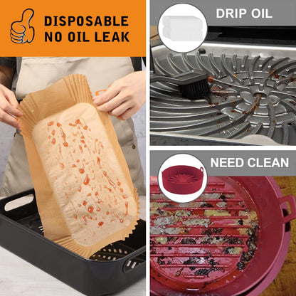 Air Fryer Liners Disposable, 100Pcs Non-Stick Parchment Paper Sheets Accessories for Ninja Air Fryer XL