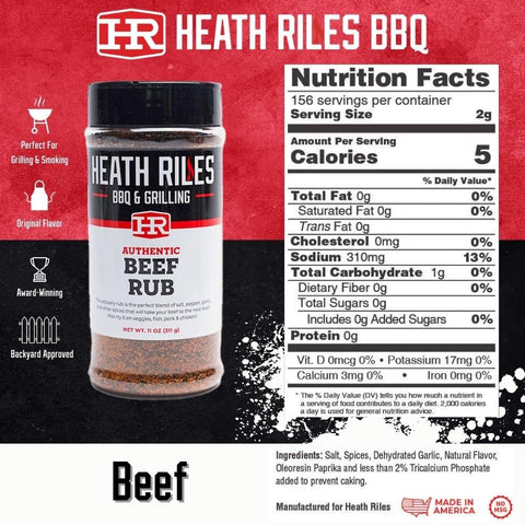 Image of Heath Riles BBQ Beef Rub Seasoning, Champion Pitmaster Recipe, Shaker Spice Mix, 11 Oz.