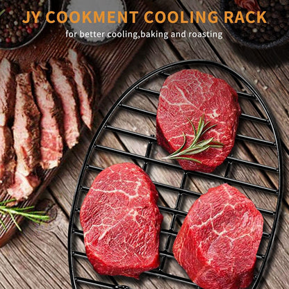 JY COOKMENT Roasting Rack with Integrated Feet, Cooling Drying Rack Kitchen Rack with Enameled Coating, PTFE Free, Great for Cooking, Roasting, Drying, Grilling, Dishwasher Safe (10Inch*6.5Inch)