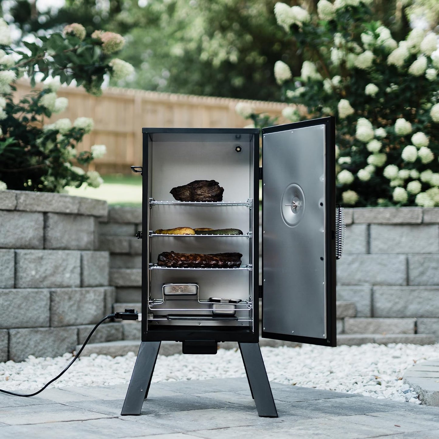 MB20070210 Analog Electric Smoker with 3 Smoking Racks, 30 Inch, Black