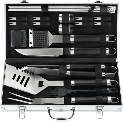 22PCS Heavy Duty BBQ Grill Accessories Set, Non-Slip Grill Tools for Outdoor Grill Set Thicker Stainless Steel Grill Utensils Set, Deluxe Grilling Set with Aluminum Case Ideal Gifts for Men Dad